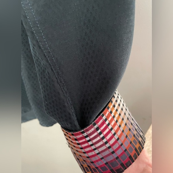 HARD ROCK BLACK LABEL MENS BUTTON DOWN LONG SLEEVE GRAY SHIRT Sz Med Flip Cuffs - Picture 4 of 11